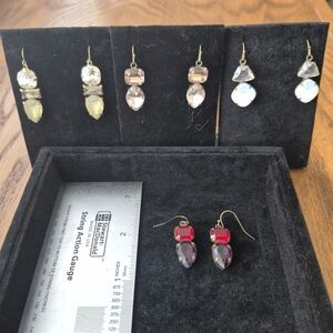 Anthropologie French Wire colorful Crystal Earrings - 4 Pairs